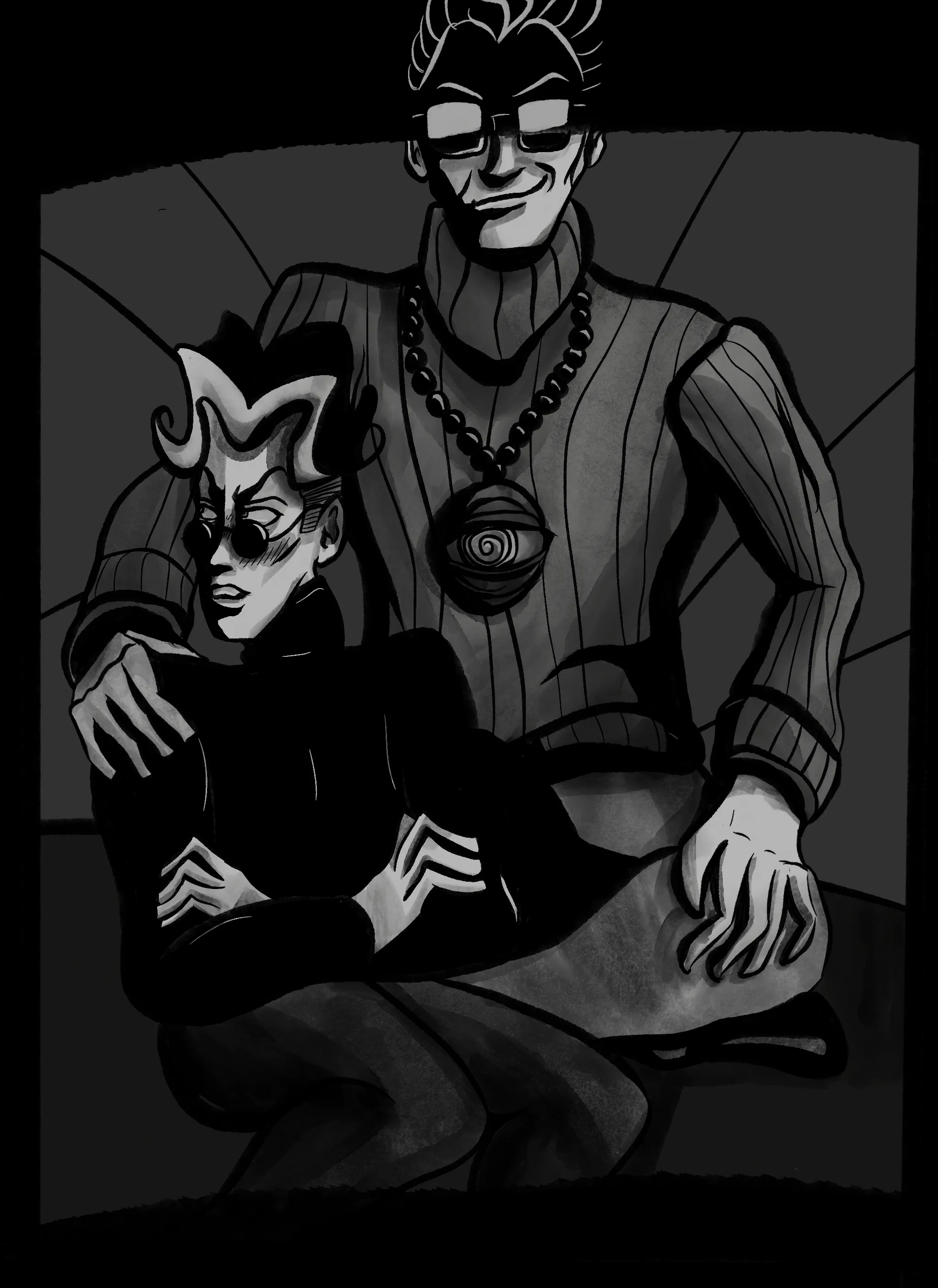 Mat, looking flustered and annoyed, sits in front of a cross-legged Otto, who is smirking ominously.