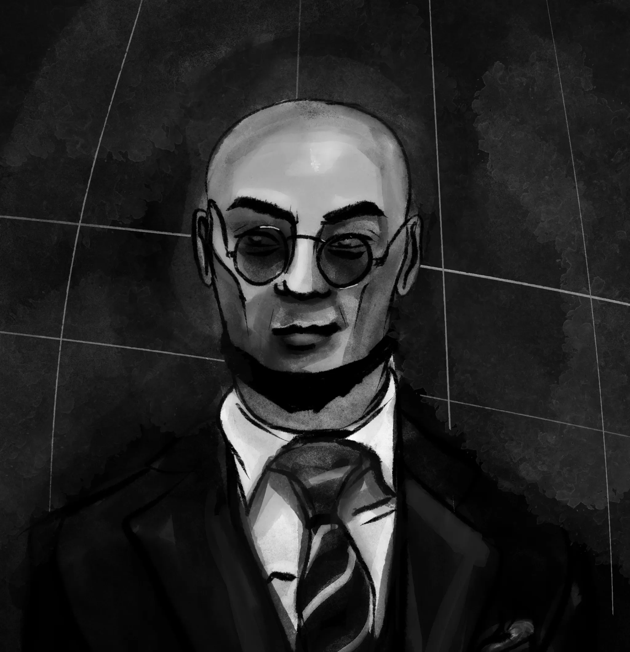 A painted portrait of Hugo, specifically the Gotham live action version.