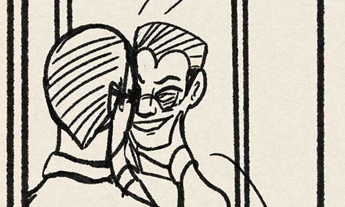 Dollthing looking in a mirror, seeming pretty happy with their looks.